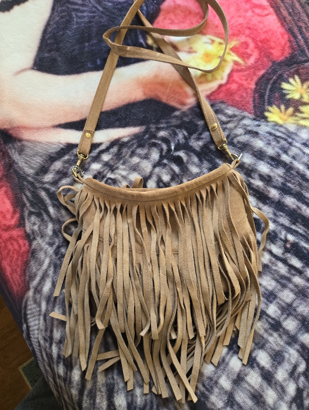 JJ Winters Vanessa Mini Taupe Suede Bag Coachella